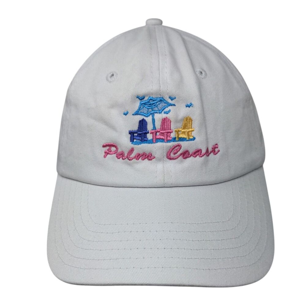Palm Coast Slideback Hat White OS Adjustable Embroidered DMR Classic Headwear